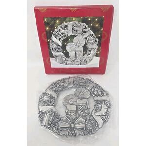 1994 May Department Store Home For The Holidys Wreath Pewter Trivet New